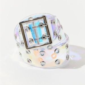 Urban Outfitters Double Prong Clear Holographic Belt